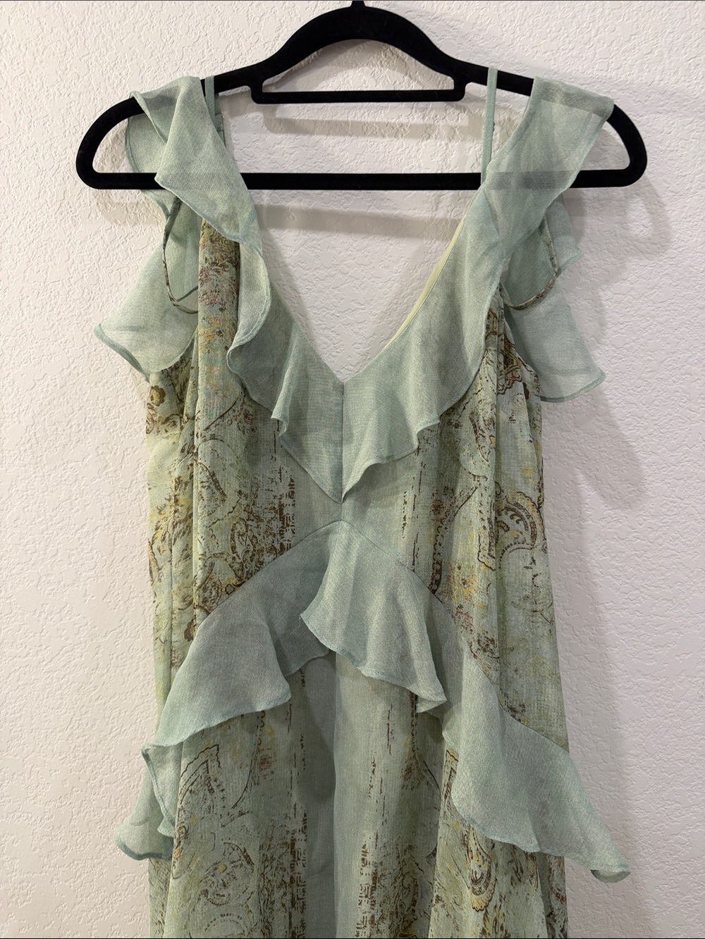 BCBGMaxAzria Sage Green Ruffle Midi Dress